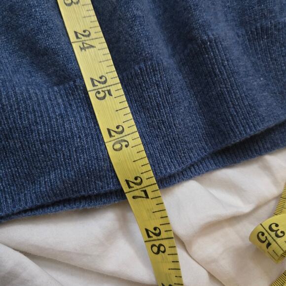 Neiman Marcus Cashmere Sweater Size L Blue Pullover Collared Quarter Button - Picture 9 of 11